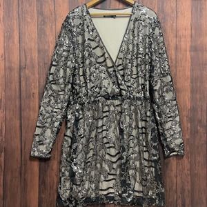 Boohoo Cocktail Surplice Sequin Dress Womens Size‎ 16